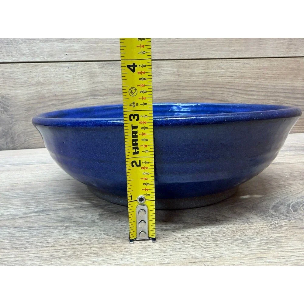 Artisan Cobalt Blue Berry Collander Strainer Handmade Thrown Pottery - Signed